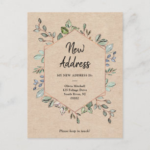 Carte Postale Nouvelle adresse Geo Foliage Kraft Moving Faire-pa