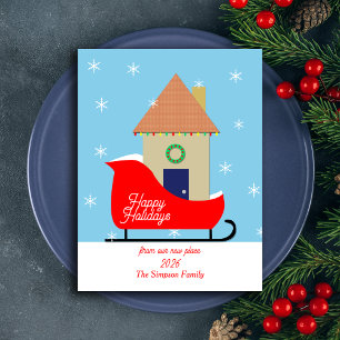 Carte Postale Nouvelle adresse Holiday Moving Faire-part Sleigh