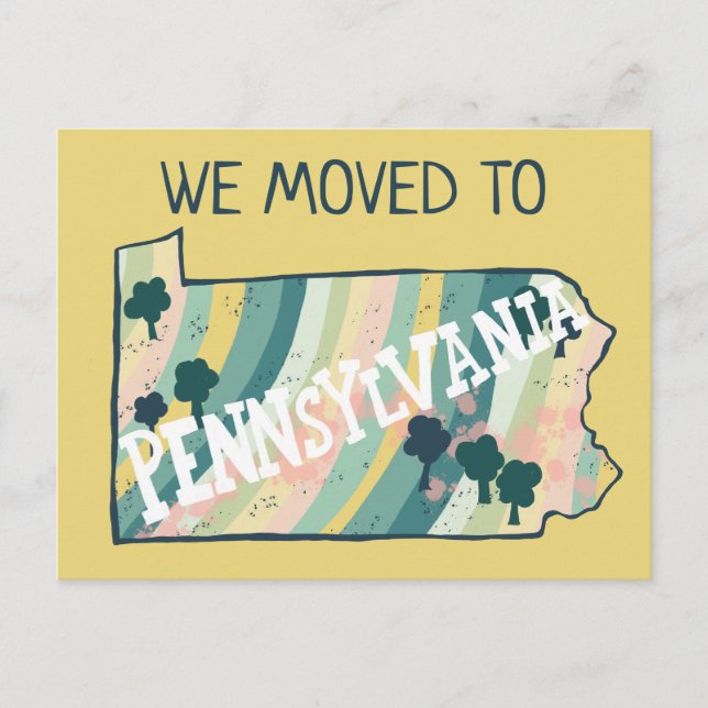 Carte Postale NOUVELLE ADRESSE MAISON Pennsylvanie State Map (Devant)