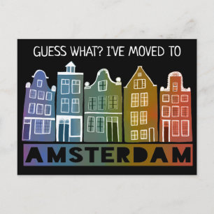 Carte Postale NOUVELLE ADRESSE Maisons de canal d'Amsterdam Colo