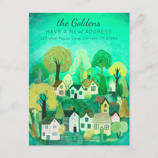 Carte Postale Nouvelle adresse Mote Country Village Art (Devant)