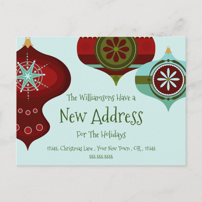 Carte Postale Nouvelle adresse pour les fêtes | Noël rétro (Devant)