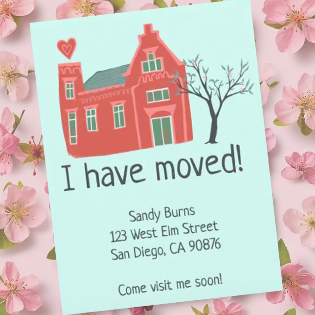 Carte Postale Nouvelle adresse résidentielle Moving Faire-part C (Cute house illustration on these custom new address moving announcement postcards. Add you own text)