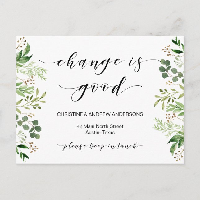 Carte Postale Nouvelle Adresse, Verdure, Faire-part mobile (Devant)