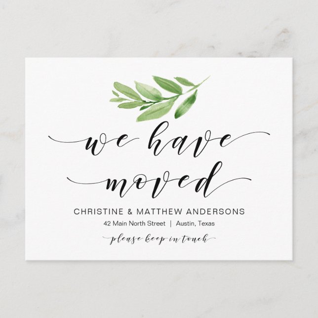 Carte Postale Nouvelle Adresse, Verdure, Faire-part mobile (Devant)