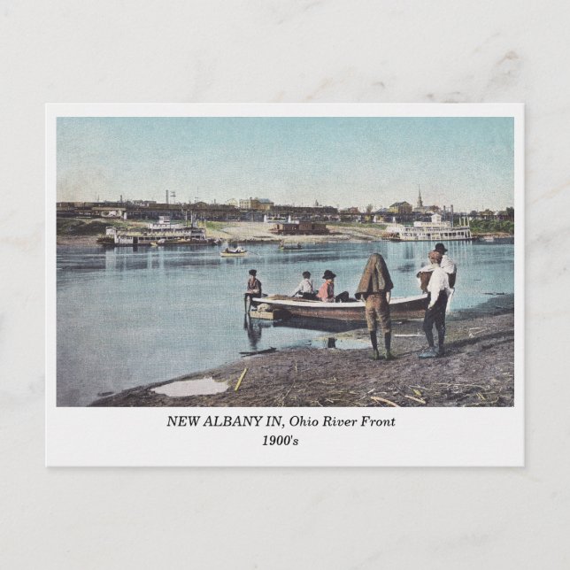 Carte Postale Nouvelle Albany INDIANA, Ohio River Front ancienne (Devant)