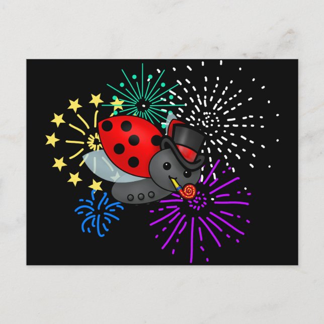 Carte Postale Nouvelle année Ladybug (Devant)