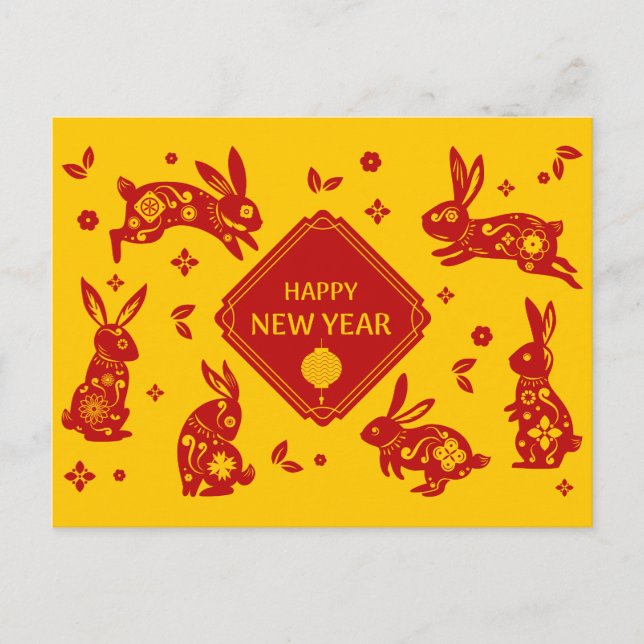 Carte Postale Nouvelle année lunaire du lapin 2023 Animal du zod (Devant)