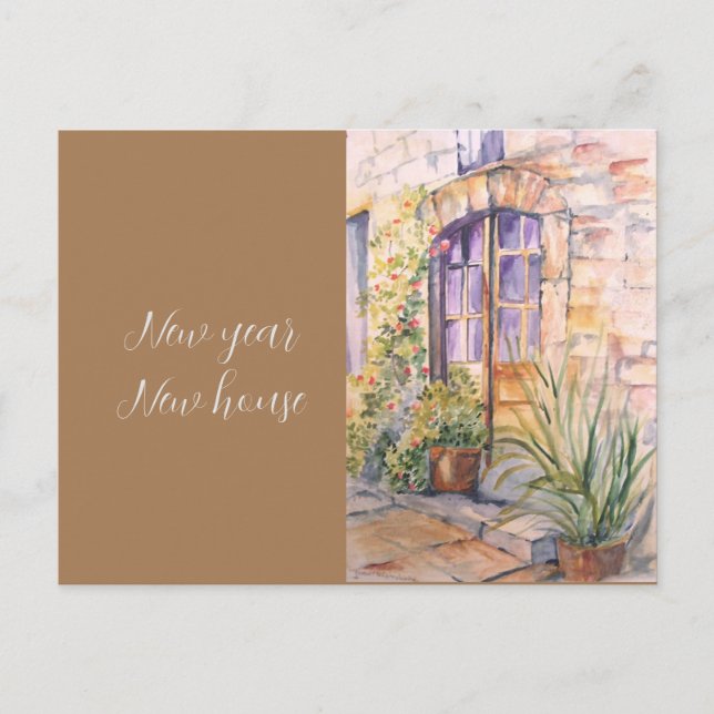 Carte Postale Nouvelle année nouvelle maison maison aquarelle vi (Devant)