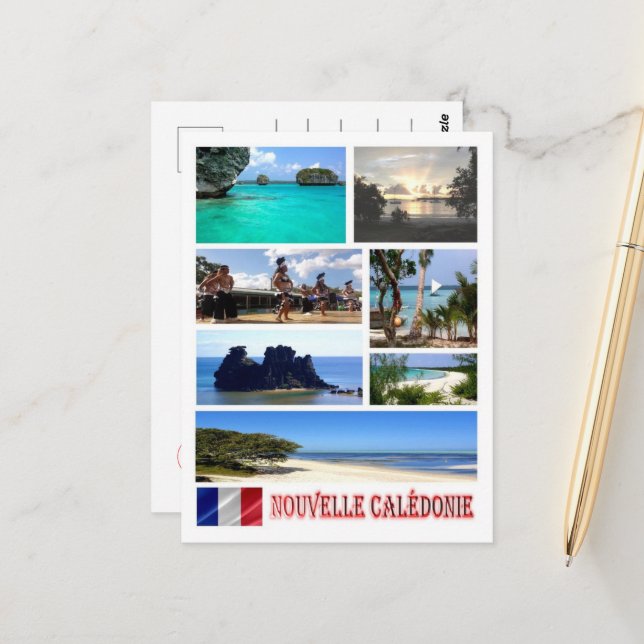 Carte Postale Nouvelle-Calédonie - Mosaïque - (Devant/Arrière en situation)