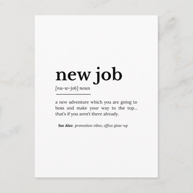 Carte Postale Nouvelle définition d'emploi - Drôle Motivationnel (Devant)
