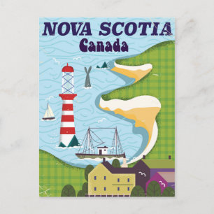 Carte Postale Nouvelle-Écosse Canada Vintage voyage affiche