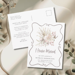 Carte Postale Nouvelle Maison Bohème Roses Roses Blush Déménagem