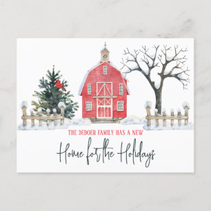 Carte Postale Nouvelle maison pour les fêtes, la grange déménage