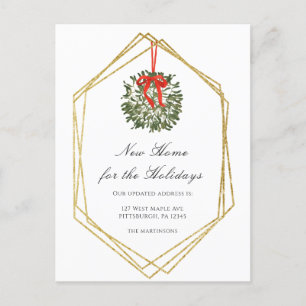 Carte Postale Nouvelle maison pour les fêtes Noël Adresse Change