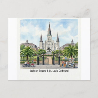 Carte Postale Nouvelle-Orléans aquarelle - Jackson Square St Lou