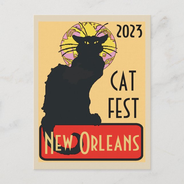 Carte Postale Nouvelle-Orléans Chat Noir Modifier Texte  Affiche (Devant)