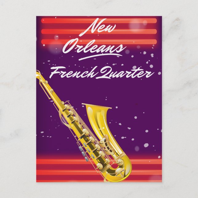 Carte Postale Nouvelle-Orléans French Quarter Saxophone affiche  (Devant)