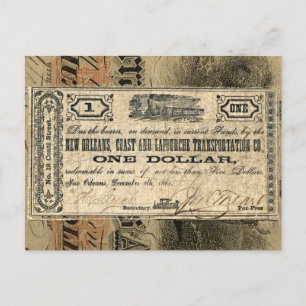 Carte Postale Nouvelle-Orléans Guerre civile Antique Argent Sud 