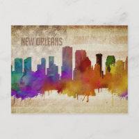 Nouvelle-Orléans, LA | Aquarelle Ville Skyline