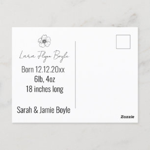 Carte Postale nouvelle petite fille rose, bienvenue annonce de n
