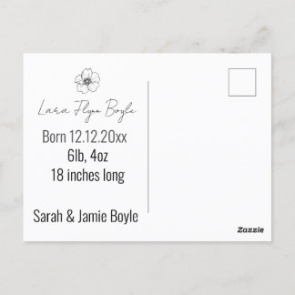 Carte Postale nouvelle petite fille rose, bienvenue annonce de n