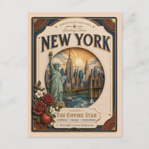 Carte Postale Nouvelle York Vintage Papier Découpé Arcana Améric