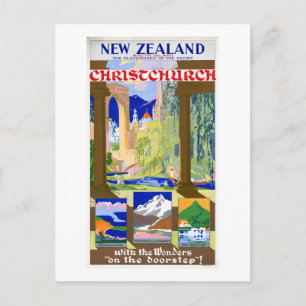 Carte Postale Nouvelle-Zélande Christchurch Poster vintage resta