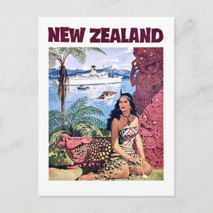Carte Postale Nouvelle-Zélande, femme autochtone sur la côte