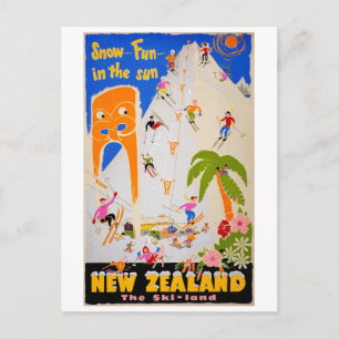 Carte Postale Nouvelle-Zélande Neige amusant au soleil Poster vi
