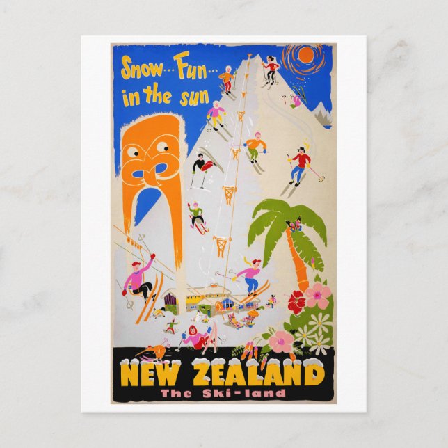 Carte Postale Nouvelle-Zélande Neige amusant au soleil Poster vi (Devant)