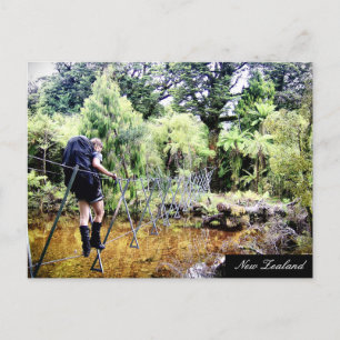 Carte Postale Nouvelle-Zélande, trekking sauvage, Wire Bridge