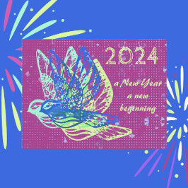 Carte Postale Nouvelles Débuts Colombes et Paix Bonne Année