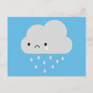 Carte Postale Nuage de pluie triste Kawaii