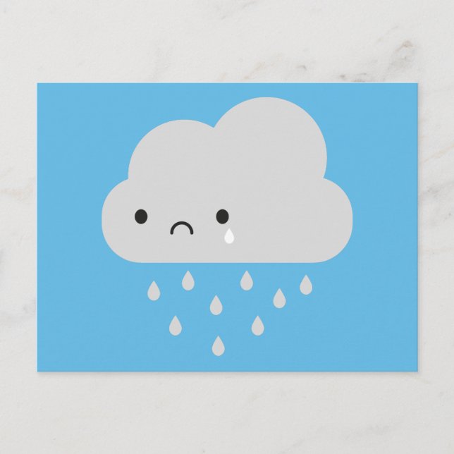 Carte Postale Nuage de pluie triste Kawaii (Devant)