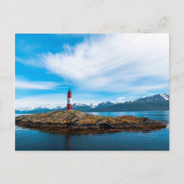 Carte Postale Nuages au-dessus d'un phare près d'Ushuaia, Argent (Devant)