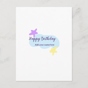 Carte Postale Nuages bleus pastel étoiles violet joyeux annivers
