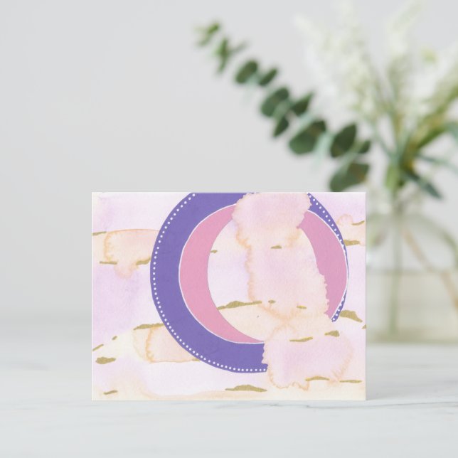 Carte Postale Nuages d'aquarelle en rose et or, art lilas halo (Debout devant)