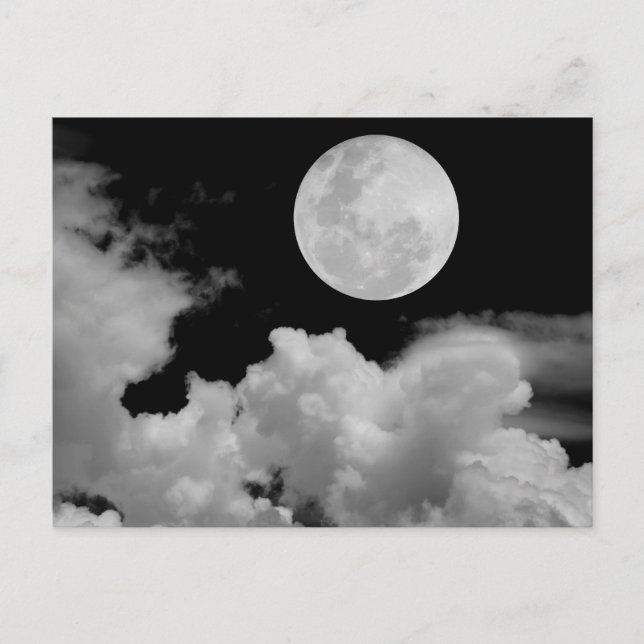Carte Postale NUAGES DE Pleine lune NOIR ET BLANC (Devant)