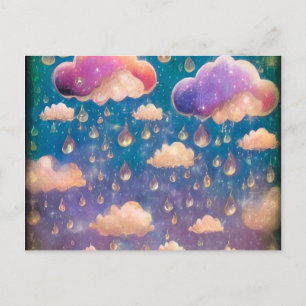 Carte Postale Nuages de pluie de cristal rose