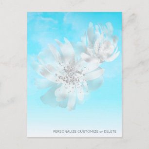 Carte Postale *~* Nuages Fleurs Paillettes Ombré Bleu Ciel