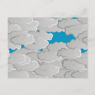 Carte Postale Nuages japonais, Jour d'été, Bleu blanc et bleu ci