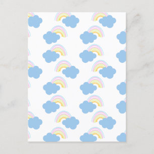Carte Postale Nuages pastel d'été arc-en-ciel Gribouillis doodle