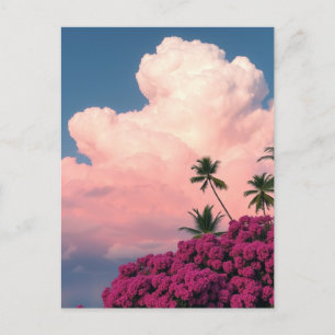 Carte Postale Nuages roses et floraison de Bush Photographie Art