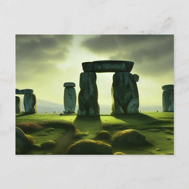 Carte Postale Nuages sur l'Art numérique Imaginaire de Stoneheng (Devant)