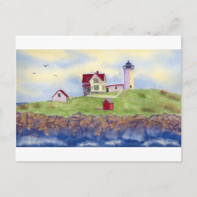 Carte Postale Nubble Light House York Maine (Devant)