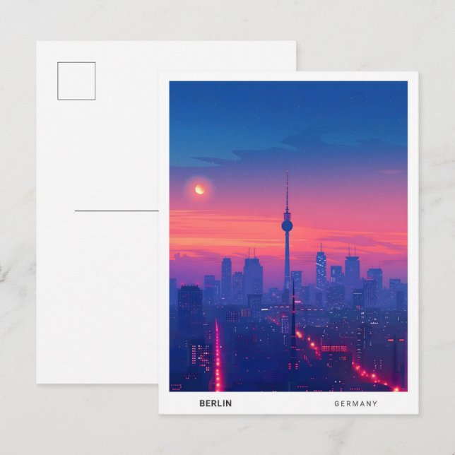 Carte Postale Nuit à Berlin Allemagne Voyage (Devant / Derrière)