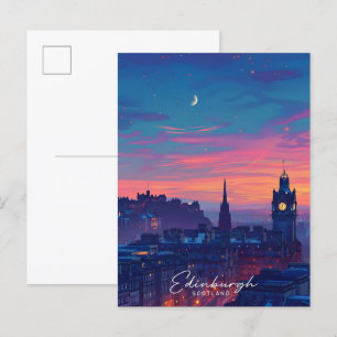 Carte Postale Nuit à Edinburgh Scotland Travel