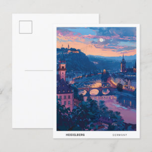 Carte Postale Nuit à Heidelberg Allemagne Voyage