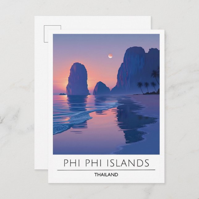 Carte Postale Nuit à Phi Phi Îles Thaïlande Voyage (Devant / Derrière)